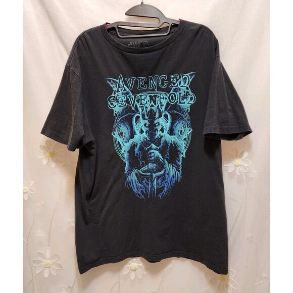 Avenged Sevenfold Large Black Shirt Skeleton King Metalcore A7X Deathbat Gothic - Picture 1 of 11